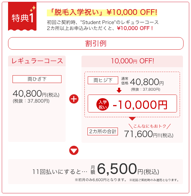 「脱毛入学祝い」¥10,000 OFF!