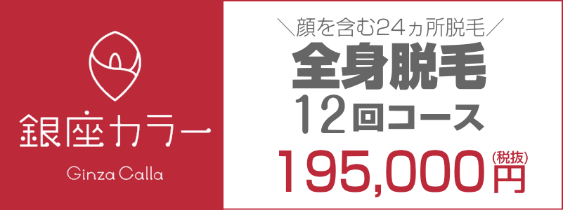 銀座カラー全身脱毛12回コース195,000円